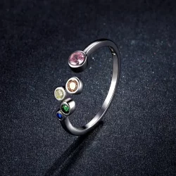 Otwarte pierścienie Typu Pandora Kolorowe bąbelki - BSR149