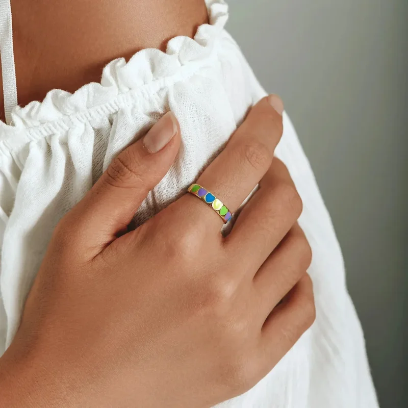 (zdjęcie do) Otwarte pierścienie Typu Pandora kolorowe serca - BSR222 - Wyświetl 6