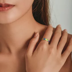 Otwarte pierścienie Typu Pandora kolorowe serca - BSR222