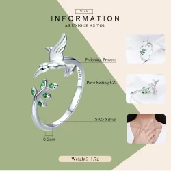 Otwarte pierścienie Typu Pandora Pozdrowienia od kolibrów - SCR323