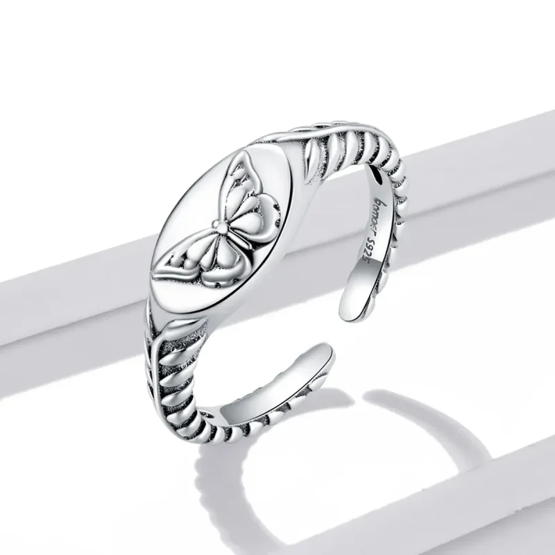 (zdjęcie do) Otwarte pierścienie Typu Pandora retro motyl - BSR200 - Wyświetl 2