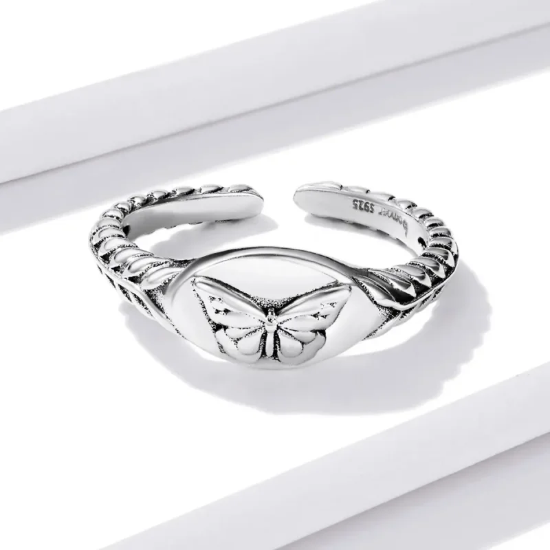 (zdjęcie do) Otwarte pierścienie Typu Pandora retro motyl - BSR200 - Wyświetl 3