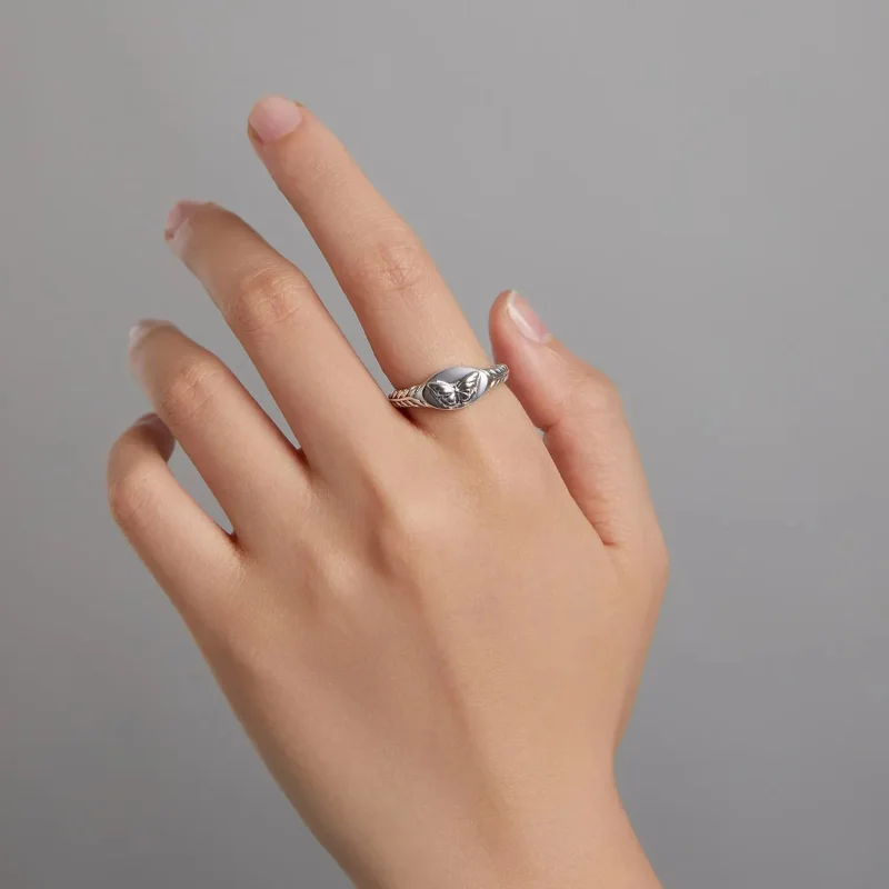 (zdjęcie do) Otwarte pierścienie Typu Pandora retro motyl - BSR200 - Wyświetl 7