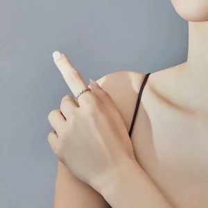 Pierścionek Typu Pandora Skrzyżowane Serca - SCR140-WH