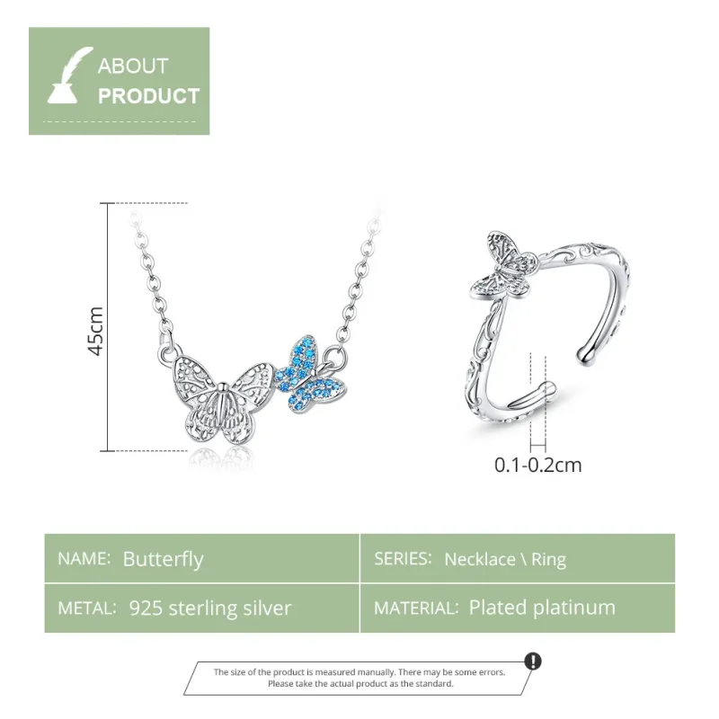 (zdjęcie do) Zestaw biżuterii Dwutonową Motyl - SET007 - Wyświetl 2