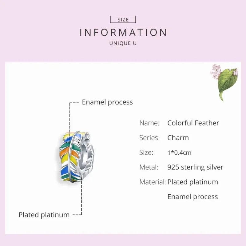 (zdjęcie do) Separator Typu Pandora Kolorowe pióro - BSC305 - Wyświetl 7