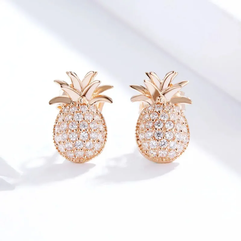 (zdjęcie do) Kolczyki sztyfty Typu Pandora Ananas - SCE803 - Wyświetl 2