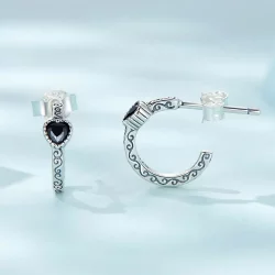 Kolczyki sztyfty Typu Pandora Czarna cyrkonia w stylu vintage - SCE1520