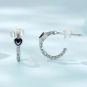 Kolczyki sztyfty Typu Pandora Czarna cyrkonia w stylu vintage - SCE1520