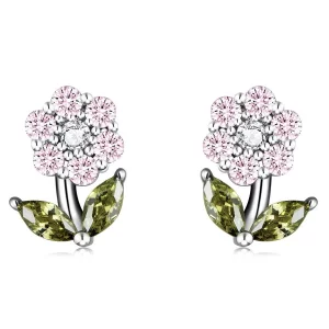 Kolczyki sztyfty Typu Pandora delikatne kwiaty - BSE592-PK