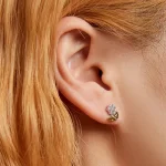 Kolczyki sztyfty Typu Pandora delikatne kwiaty - BSE592-WH