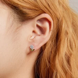 Kolczyki sztyfty Typu Pandora delikatne kwiaty - BSE592-WH