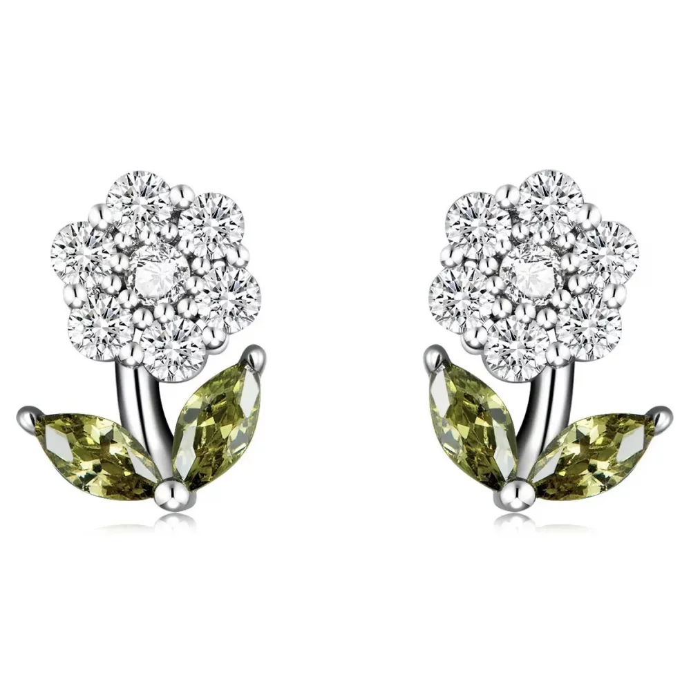 Kolczyki sztyfty Typu Pandora delikatne kwiaty - BSE592-WH