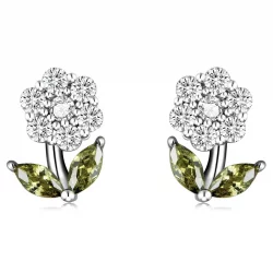 Kolczyki sztyfty Typu Pandora delikatne kwiaty - BSE592-WH