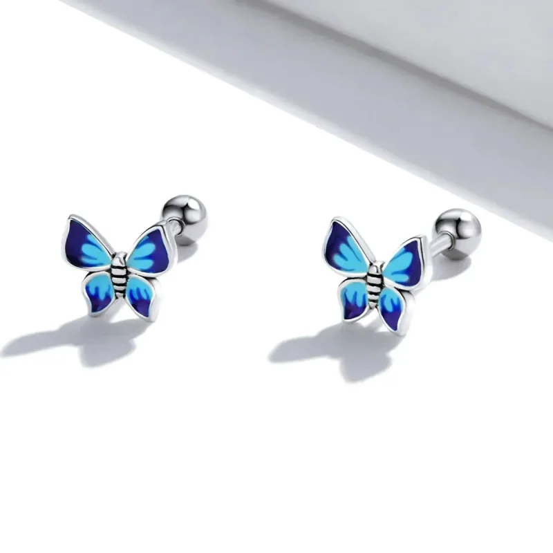 (zdjęcie do) Kolczyki sztyfty Typu Pandora Delikatny motyl - SCE1285 - Wyświetl 2