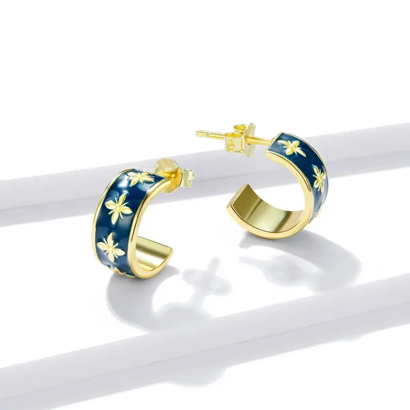 (zdjęcie do) Kolczyki sztyfty Typu Pandora Elegancka orchidea - BSE428 - Wyświetl 4