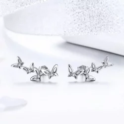 Kolczyki sztyfty Typu Pandora Elegancki taniec motyli - BSE056