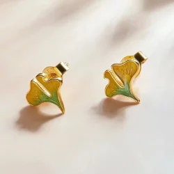 Kolczyki sztyfty Typu Pandora Jesień - Ginkgo Biloba - SCE1247