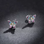 Kolczyki sztyfty Typu Pandora kolorowy motyl - BSE514