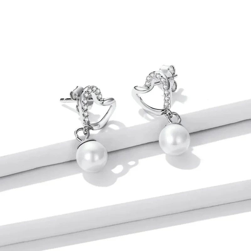 (zdjęcie do) Kolczyki sztyfty Typu Pandora Koraliki Love Shell-Eleganckie - BSE552 - Wyświetl 2