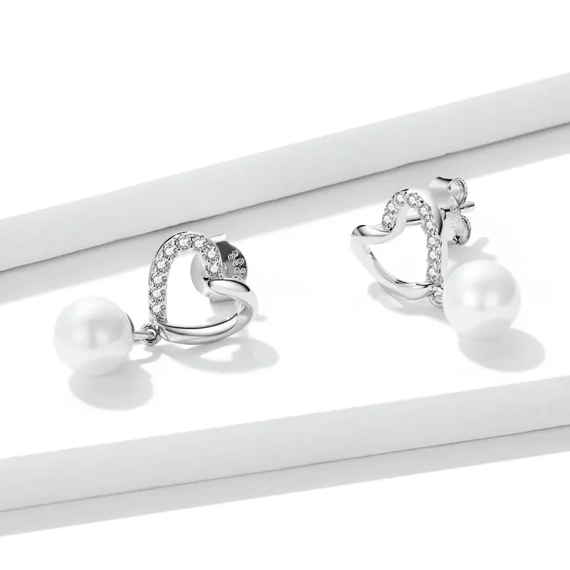 (zdjęcie do) Kolczyki sztyfty Typu Pandora Koraliki Love Shell-Eleganckie - BSE552 - Wyświetl 3