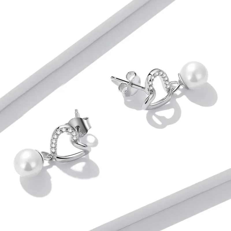 (zdjęcie do) Kolczyki sztyfty Typu Pandora Koraliki Love Shell-Eleganckie - BSE552 - Wyświetl 4