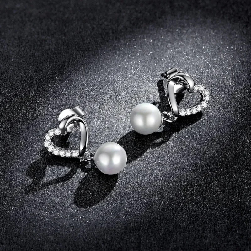 (zdjęcie do) Kolczyki sztyfty Typu Pandora Koraliki Love Shell-Eleganckie - BSE552 - Wyświetl 5