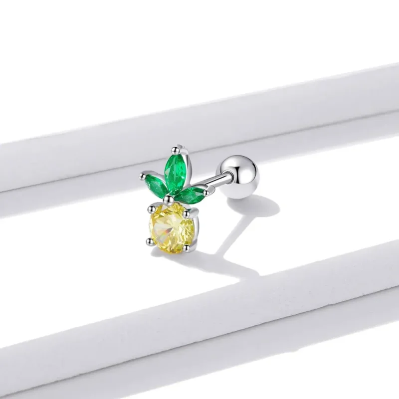 (zdjęcie do) Kolczyki sztyfty Typu Pandora Letnia kochana - Ananas - BSE490 - Wyświetl 2