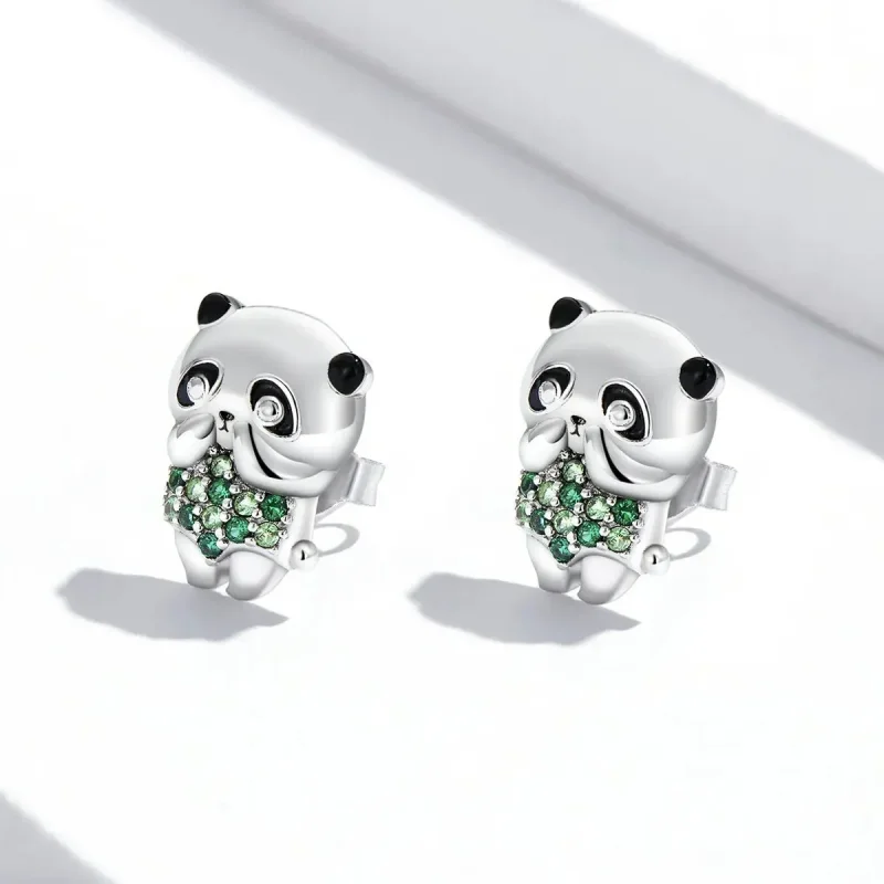 (zdjęcie do) Kolczyki sztyfty Typu Pandora Mini Panda - SCE1370 - Wyświetl 2