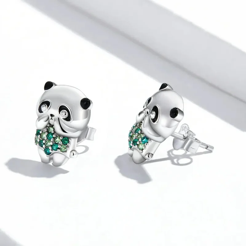 (zdjęcie do) Kolczyki sztyfty Typu Pandora Mini Panda - SCE1370 - Wyświetl 3