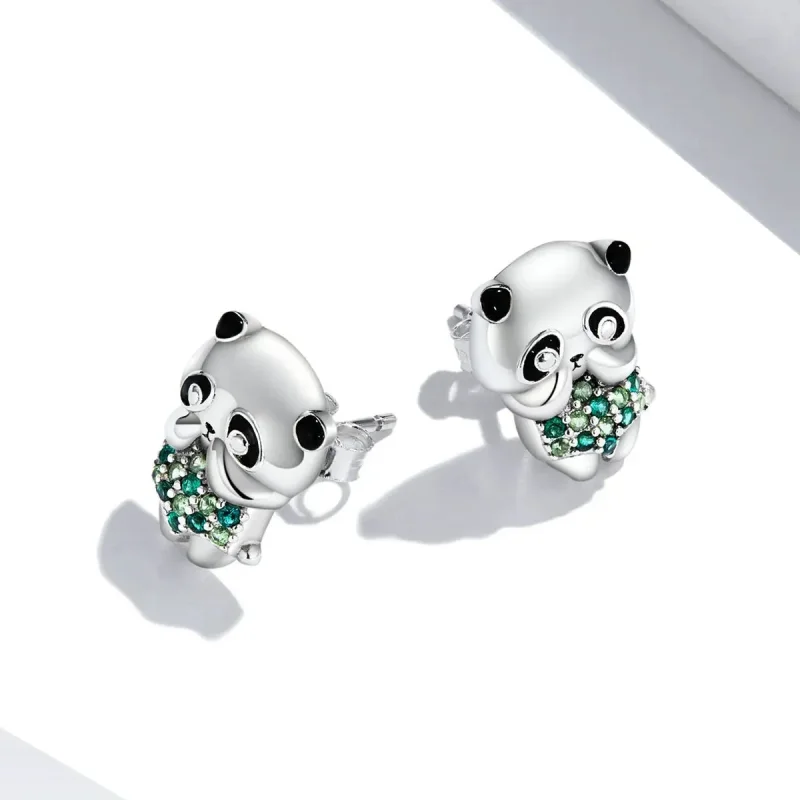 (zdjęcie do) Kolczyki sztyfty Typu Pandora Mini Panda - SCE1370 - Wyświetl 4