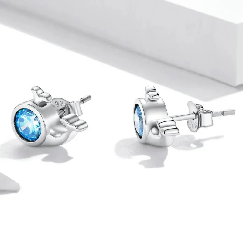 (zdjęcie do) Kolczyki sztyfty Typu Pandora Mini wieloryb - SCE1366 - Wyświetl 3
