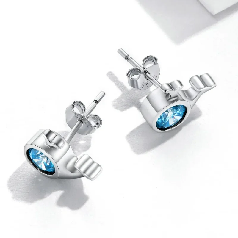 (zdjęcie do) Kolczyki sztyfty Typu Pandora Mini wieloryb - SCE1366 - Wyświetl 4