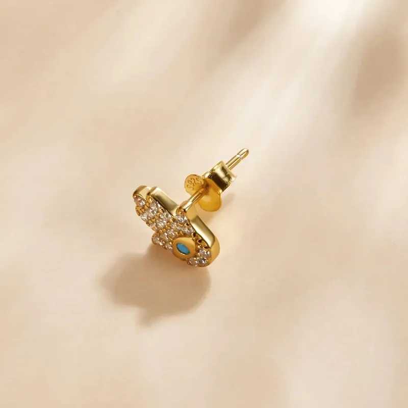 (zdjęcie do) Kolczyki sztyfty Typu Pandora Mystic Spain - Szczęśliwe ręce - SCE1139 - Wyświetl 2