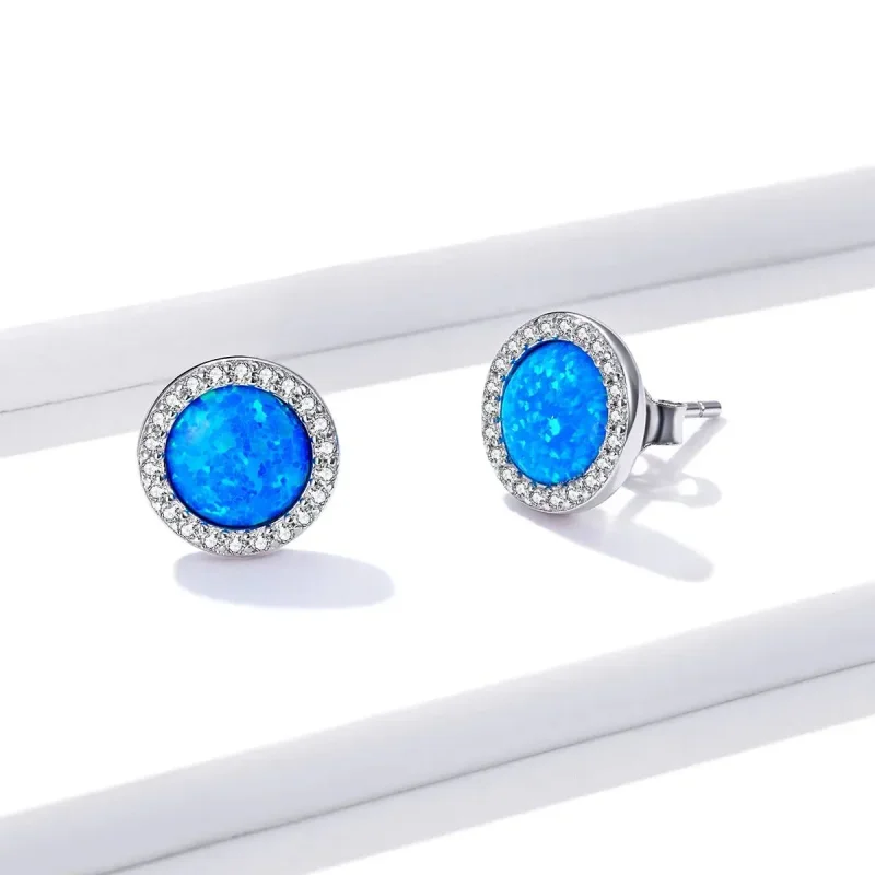 (zdjęcie do) Kolczyki sztyfty Typu Pandora prosty opal - BSE467 - Wyświetl 3