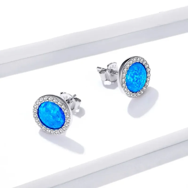 (zdjęcie do) Kolczyki sztyfty Typu Pandora prosty opal - BSE467 - Wyświetl 4