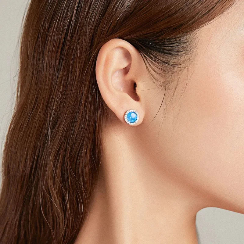(zdjęcie do) Kolczyki sztyfty Typu Pandora prosty opal - BSE467 - Wyświetl 7