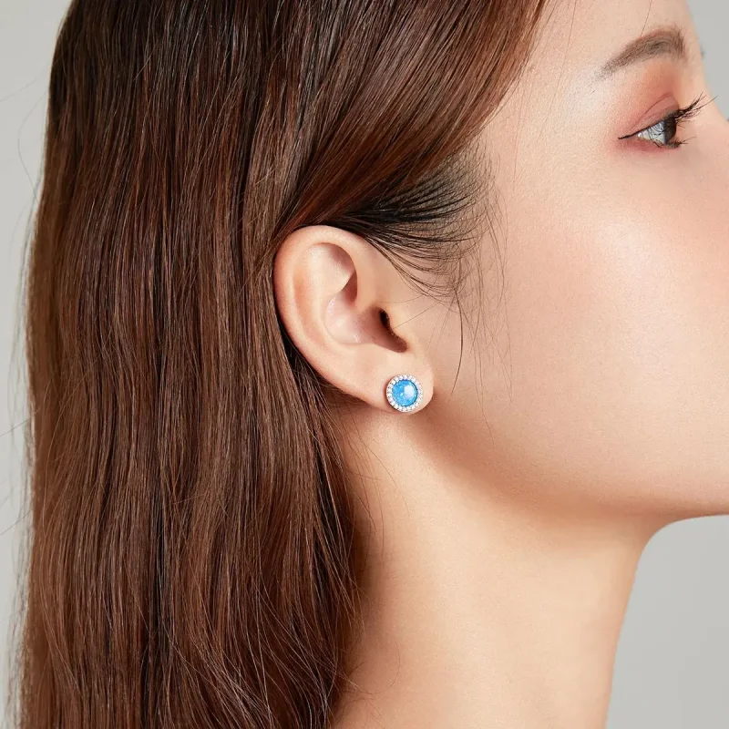 (zdjęcie do) Kolczyki sztyfty Typu Pandora prosty opal - BSE467 - Wyświetl 8