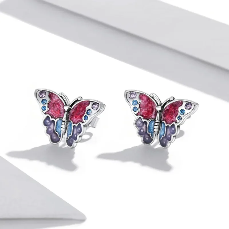 (zdjęcie do) Kolczyki sztyfty Typu Pandora retro motyl - SCE1332 - Wyświetl 2