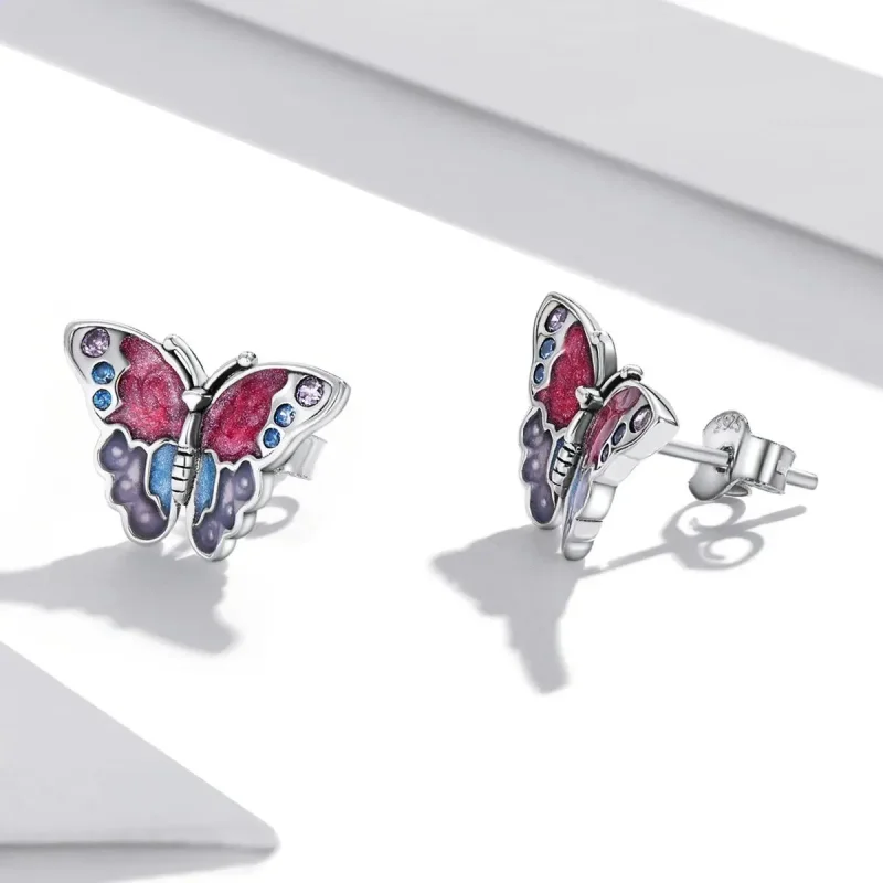 (zdjęcie do) Kolczyki sztyfty Typu Pandora retro motyl - SCE1332 - Wyświetl 3