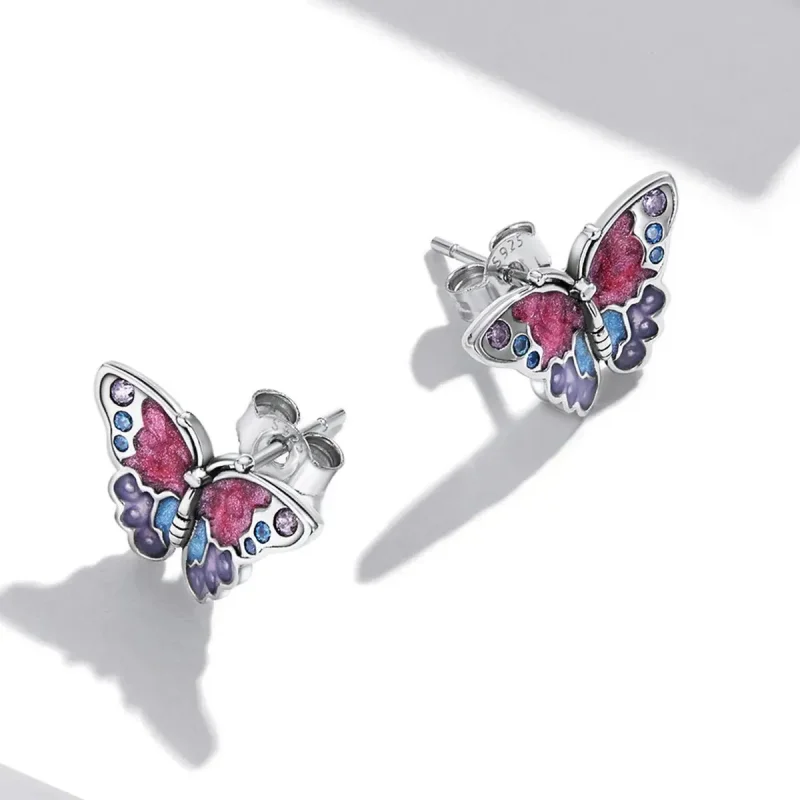 (zdjęcie do) Kolczyki sztyfty Typu Pandora retro motyl - SCE1332 - Wyświetl 4