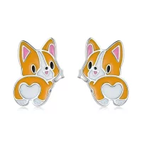Kolczyki sztyfty Typu Pandora Słodki Corgi - SCE1281
