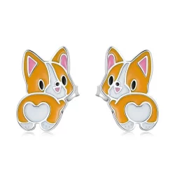 Kolczyki sztyfty Typu Pandora Słodki Corgi - SCE1281