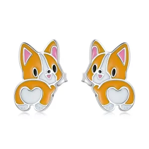 Kolczyki sztyfty Typu Pandora Słodki Corgi - SCE1281