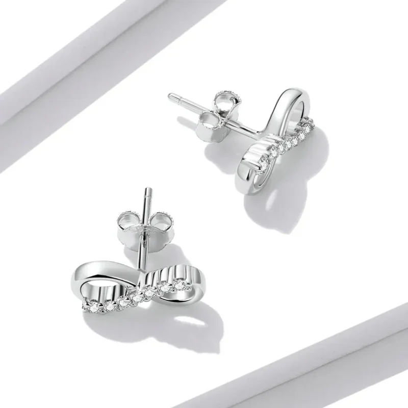 (zdjęcie do) Kolczyki sztyfty Typu Pandora Symbol nieskończoności - połysk - BSE543 - Wyświetl 4