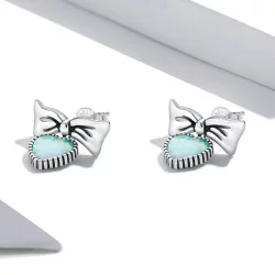 Kolczyki sztyfty Typu Pandora Łuk Opalowego Serca - SCE1374