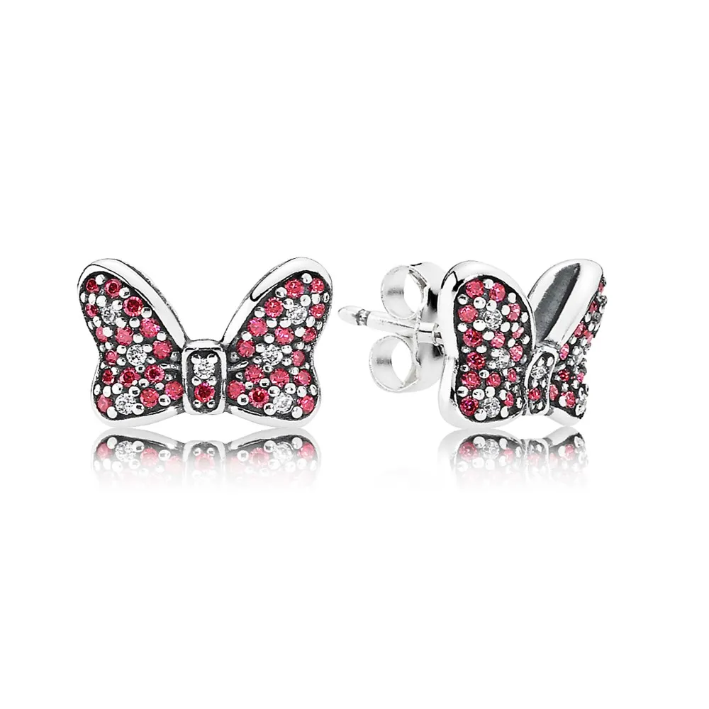Srebrne kolczyki Minnie\'s Sparkling Bow | PANDORA