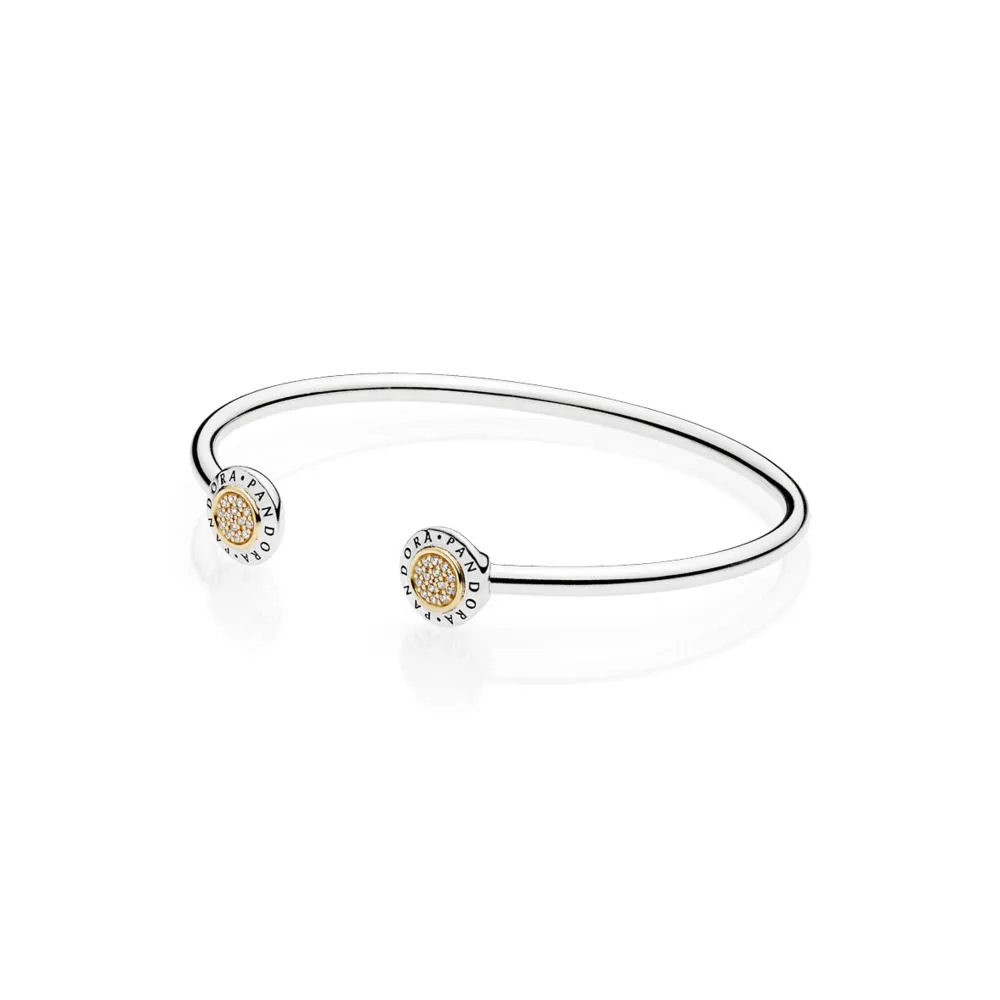 Srebro ze złotem bransoletka bangle z logo PANDORA