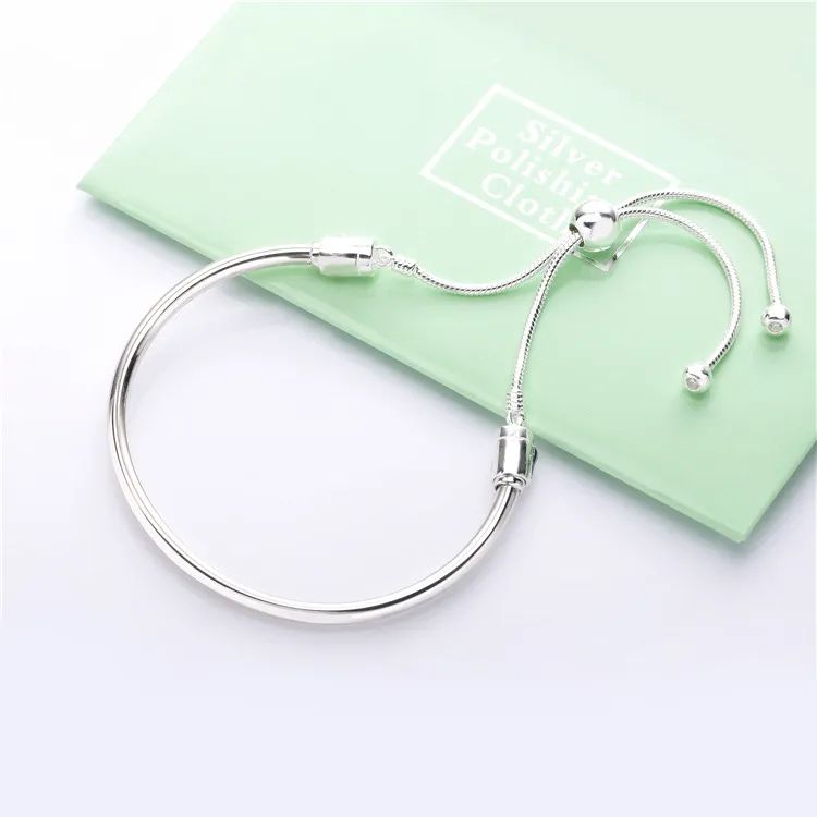 (zdjęcie do) Srebrna bransoletka PANDORA ściągana bangle Moments, cyrkonia sześcienna 597953C - Wyświetl 2