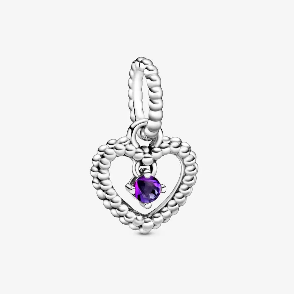 Zawieszka Pandora serce z kamieniem Fiolet - LUTY 798854C03